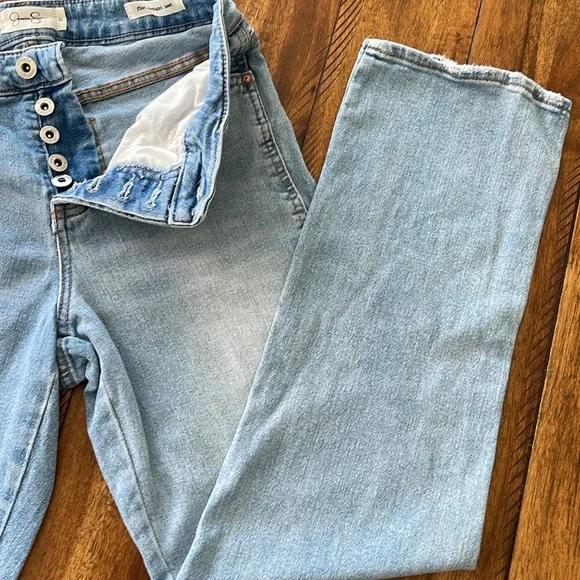Jessica Simpson light wash blue denim jeans button fly flirt straight boot sz 27 - Picture 14 of 15
